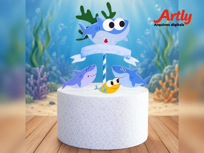 Kit Festa Personalizado Baby Shark Masculino | PDF + Studio Silhouette - imagem 5