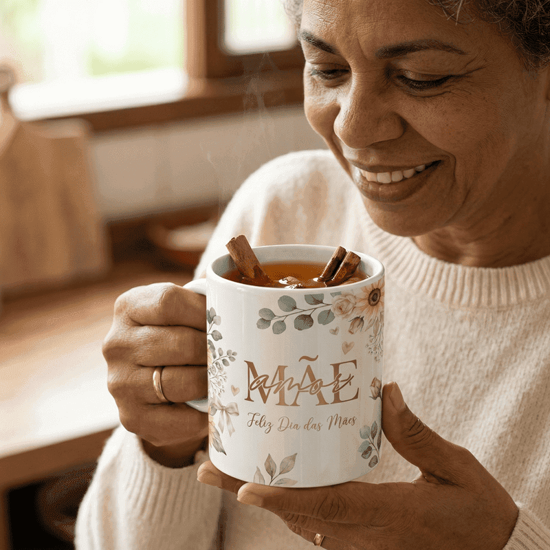Arte Caneca Dia das Mães Floral Girassol com Foto | PNG + PDF + AI Sublimação - imagem 2