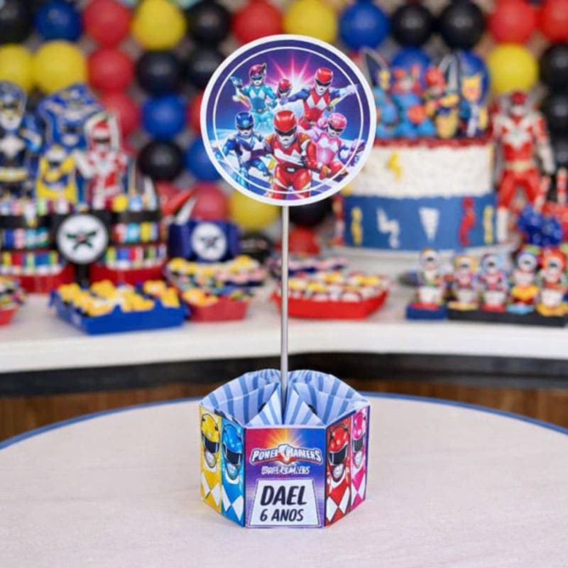 Centro de Mesa Power Rangers | Arquivos Silhouette + PDF Personalizado - imagem 2