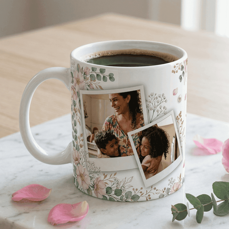 Arte Caneca Mãe Amor Além da Vida | PNG + PDF + AI Sublimação Floral - imagem 2