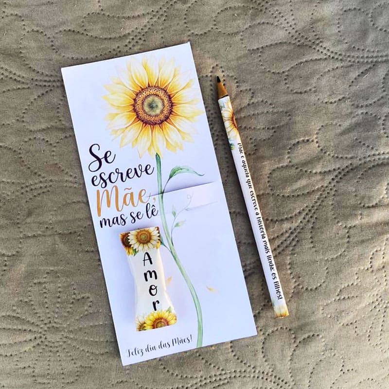 Card Dia das Mães Girassol com Lápis e Bala | Arquivo Digital Studio, PNG e PDF - imagem 5