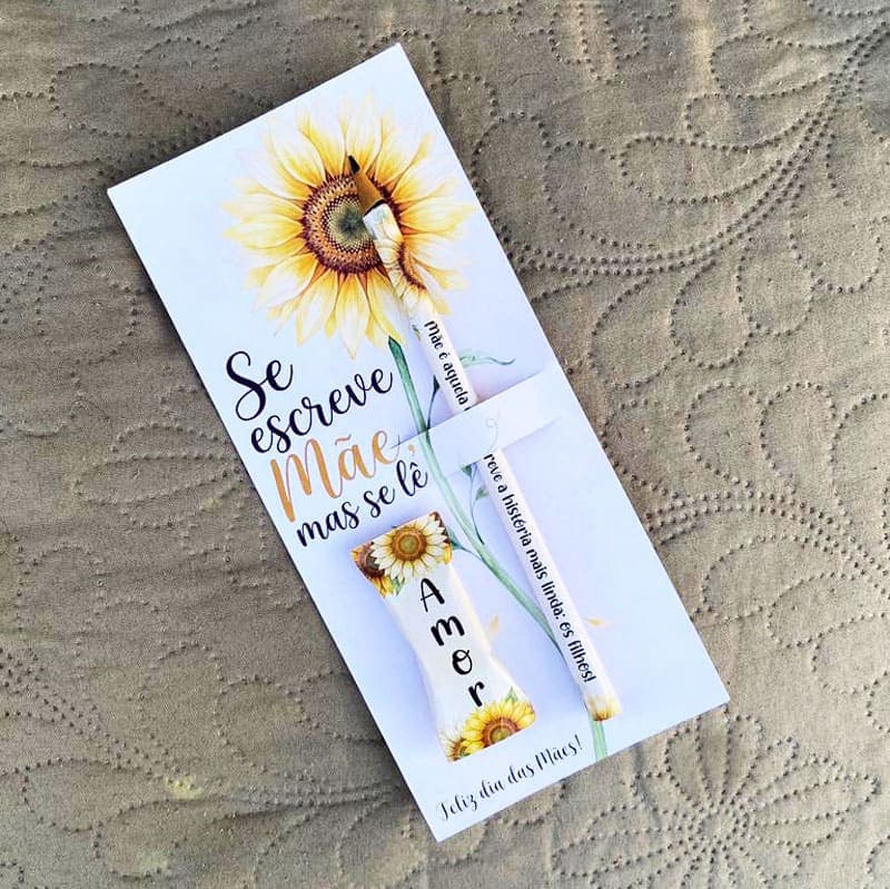 Card Dia das Mães Girassol com Lápis e Bala | Arquivo Digital Studio, PNG e PDF - imagem 4