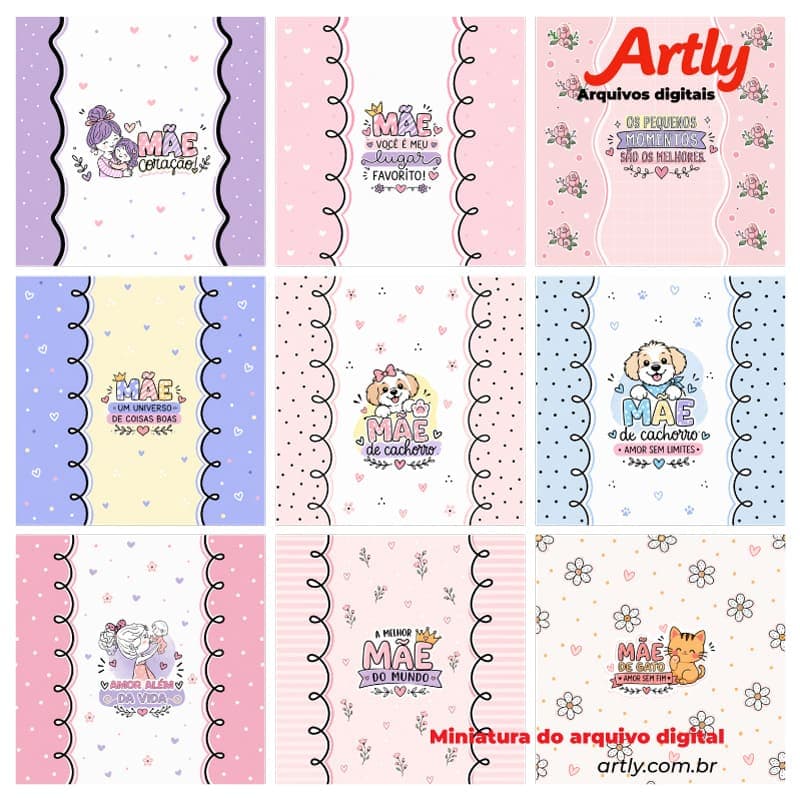 9 Embalagens de Balas Personalizadas Dia das Mães (Modelos Variados) | Arquivo Digital PNG + PDF + Studio - imagem 2