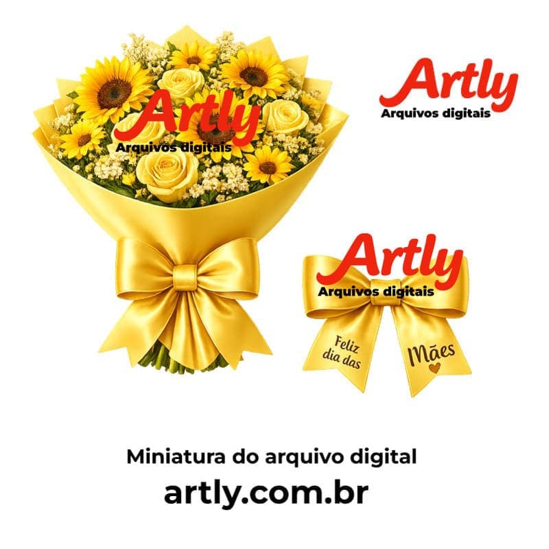 Buquê de Girassol Dia das Mães para Lembrancinha com Chocolate | Arquivo PDF e Studio (Modelo Delicado) - imagem 2