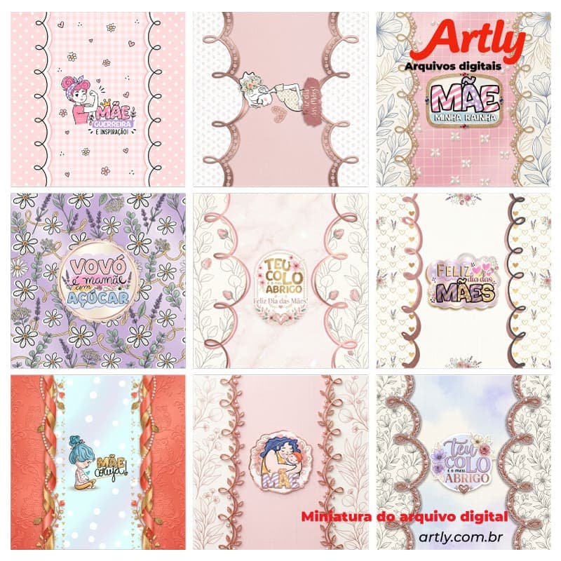 9 Embalagens de Balas Personalizadas Dia das Mães (Coleção Delicada e Floral) | PNG + PDF + Studio - imagem 2