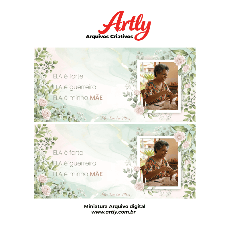 Arte Caneca Dia das Mães Ela é Forte e Guerreira | PNG + PDF + AI Personalizada - imagem 2