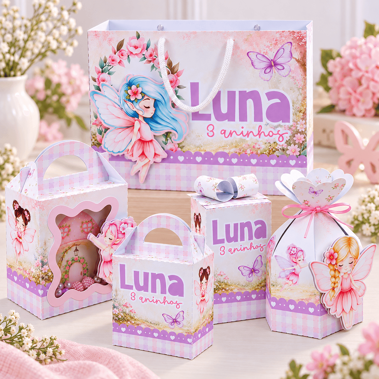 Kit Festa Personalizado Fadas | Arquivo Digital PDF + Studio Silhouette + Fonte