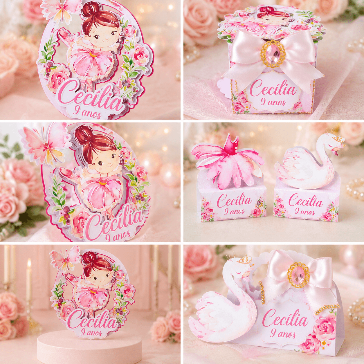 Kit Festa Personalizado Bailarina | Arquivo Digital PDF + Studio Silhouette + JPG - imagem 3