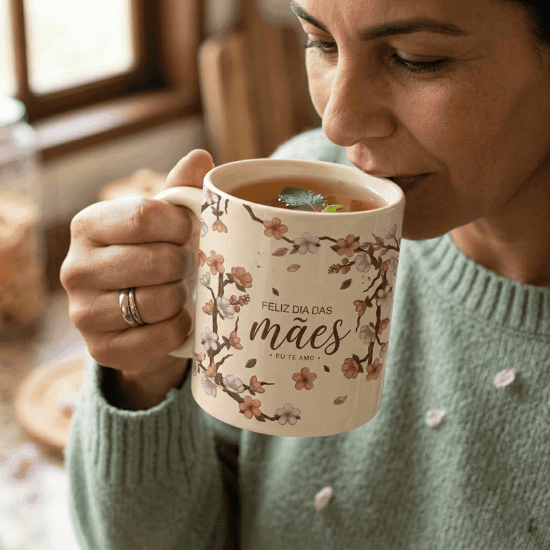 Arte Caneca Dia das Mães Floral Personalizada | PNG + PDF + AI Sublimação - imagem 2