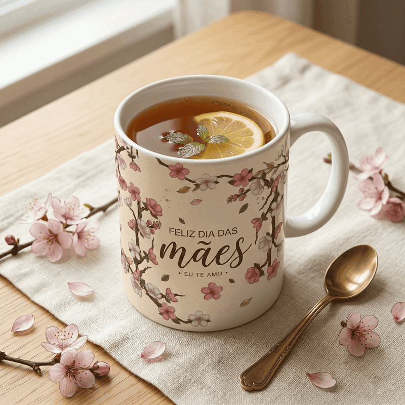 Arte Caneca Dia das Mães Floral Personalizada | PNG + PDF + AI Sublimação - imagem 3