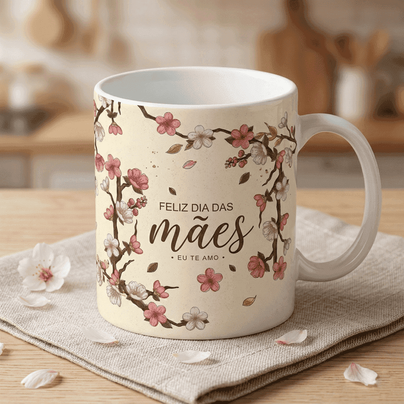 Arte Caneca Dia das Mães Floral Personalizada | PNG + PDF + AI Sublimação - imagem 4