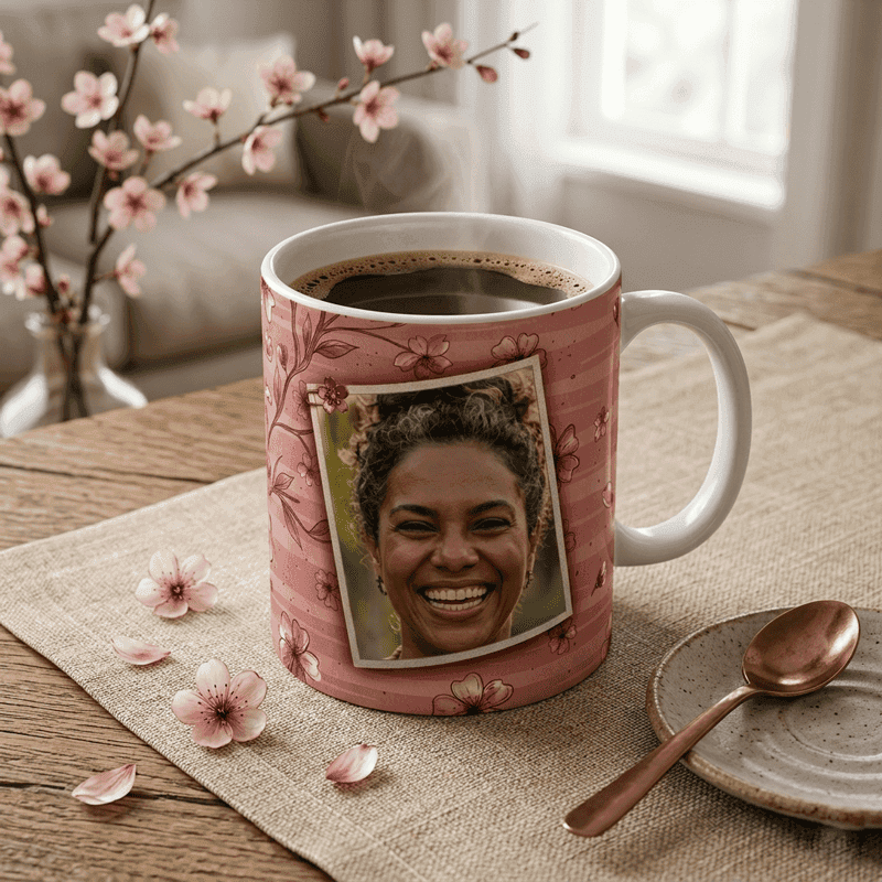 Arte Caneca Floral Dia das Mães com Foto | PNG + PDF + AI - imagem 2