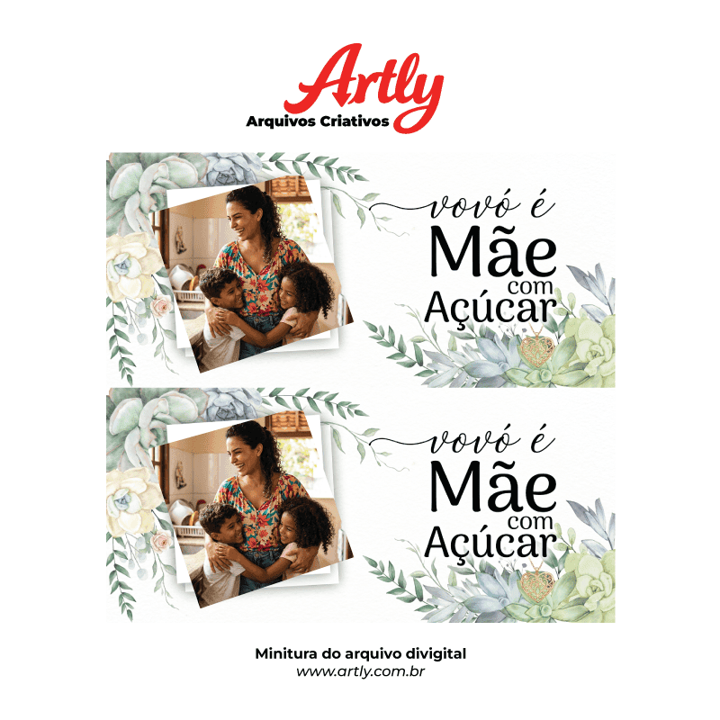 Arte Caneca Vovó Mãe com Açúcar | PNG + PDF + AI Sublimação Personalizada - imagem 3