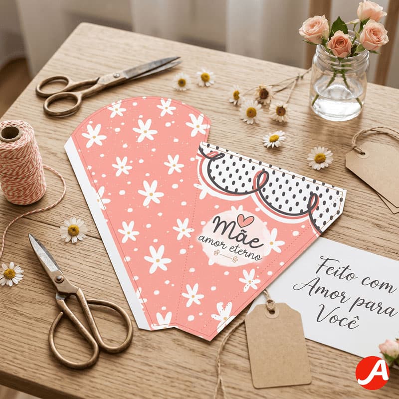 Envelope para Flores Dia das Mães “Mãe Amor Eterno” Floral Coral | PNG + PDF + Studio - imagem 2