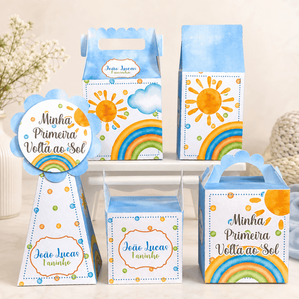 Kit Festa Primeira Volta ao Sol Menino | Arquivo Digital PDF + Studio Silhouette