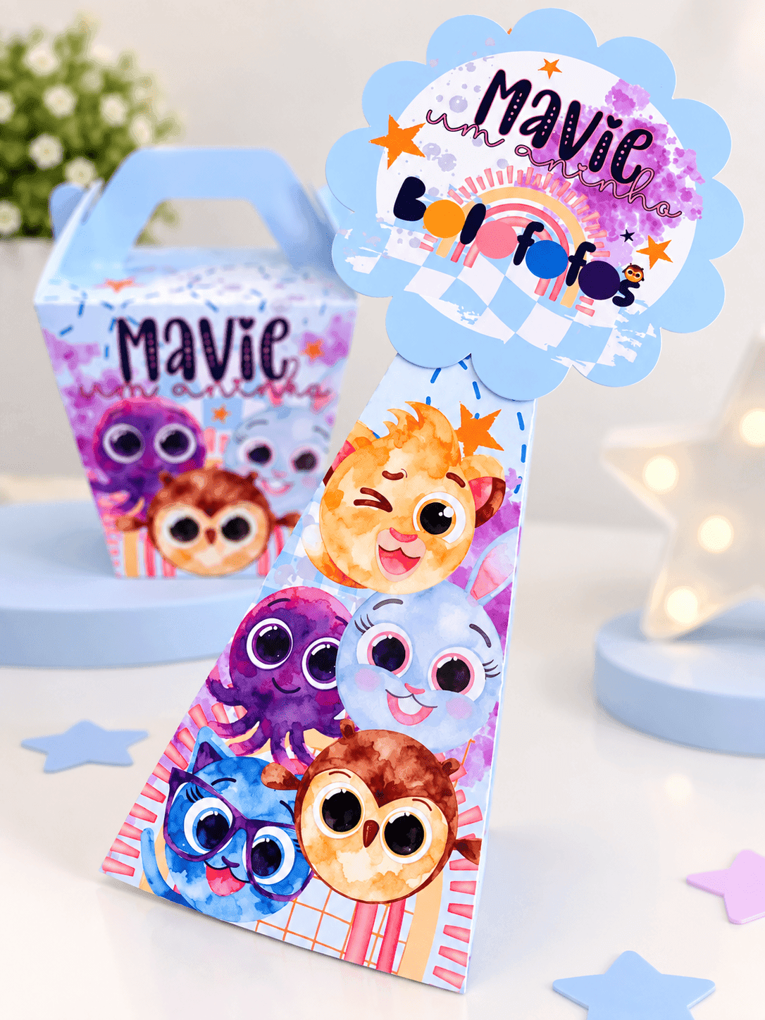 Kit Festa Personalizado Bolofofos Aquarela | Arquivo Digital PDF + Studio Silhouette - imagem 4