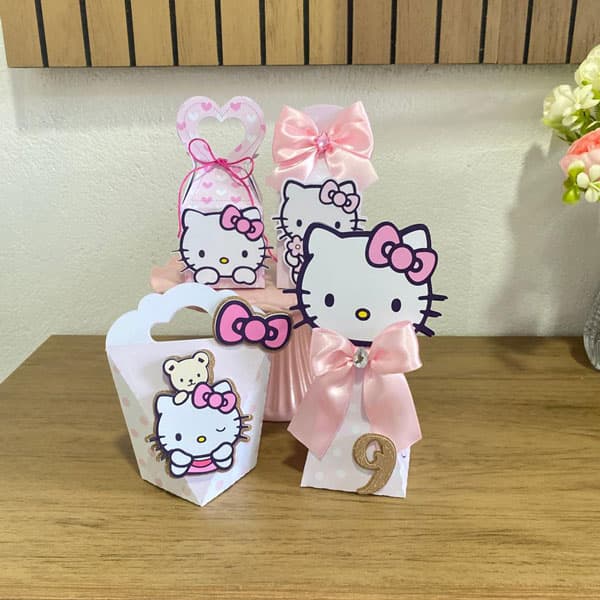 Kit Festa Personalizado Hello Kitty | Arquivo Digital PDF + Studio Silhouette + Fonte