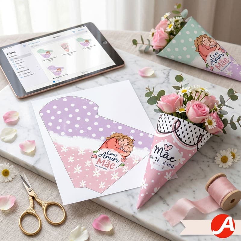 Envelope para Flores Dia das Mães “Com Amor, Mãe” | PNG + PDF + Studio - imagem 2