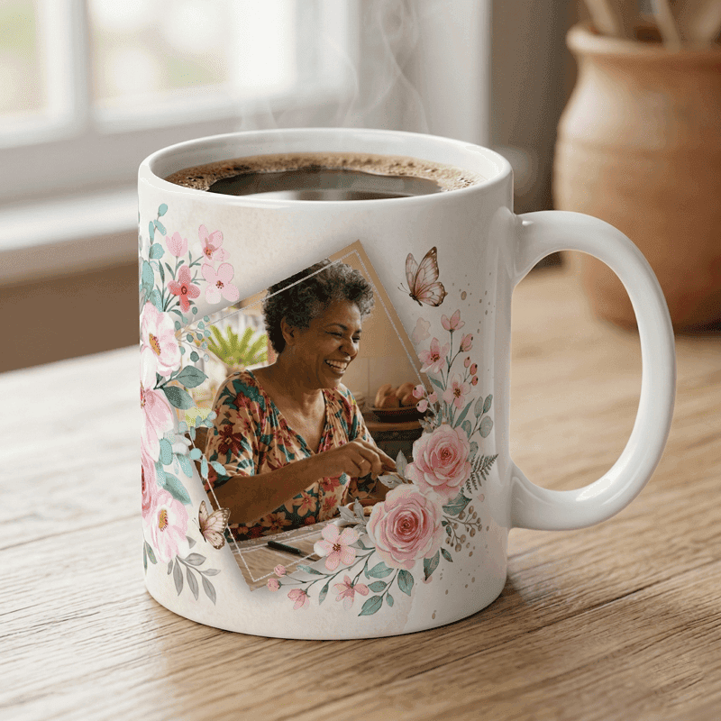 Arte Caneca Dia das Mães Minha Rainha Floral | PNG + PDF + AI Sublimação - imagem 3