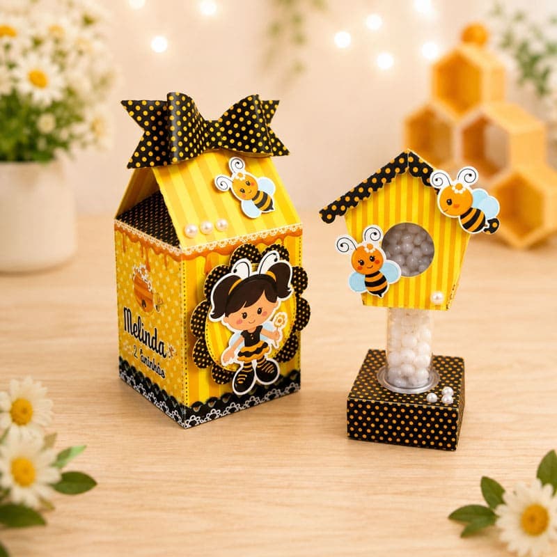 Kit Festa Personalizado Abelhinha | 6 Caixas + Fonte | Studio Silhouette - imagem 3