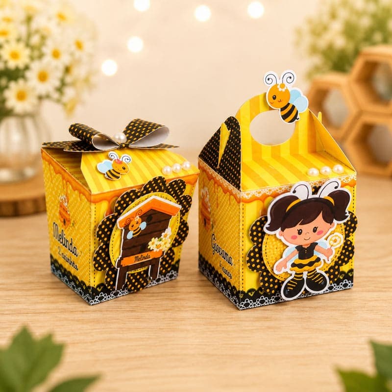 Kit Festa Personalizado Abelhinha | 6 Caixas + Fonte | Studio Silhouette - imagem 4