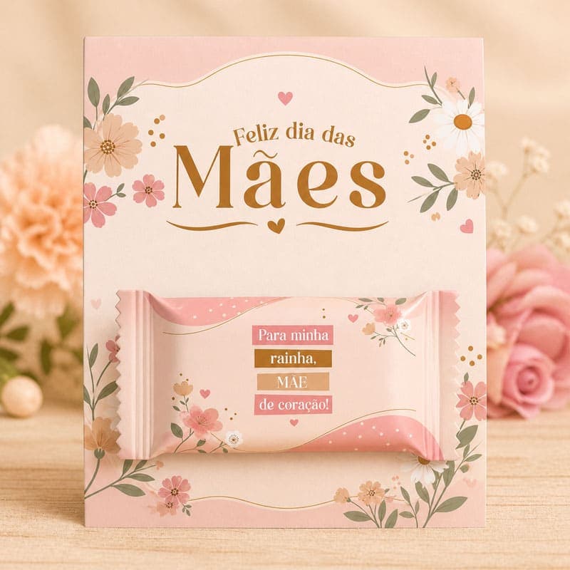 5 Cartões + 5 Embalagens para Balas Dia das Mães | PNG + PDF + Studio
