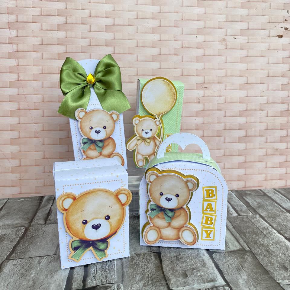 Kit Chá de Bebê Ursinho Personalizado | Arquivo Digital PDF + Studio Silhouette