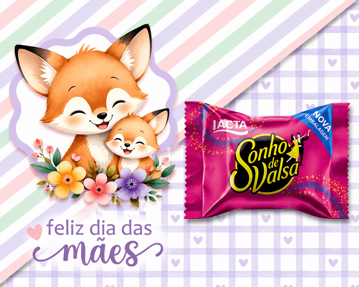 Card Dia das Mães para Bombom Sonho de Valsa | Arquivo Digital PNG + PDF