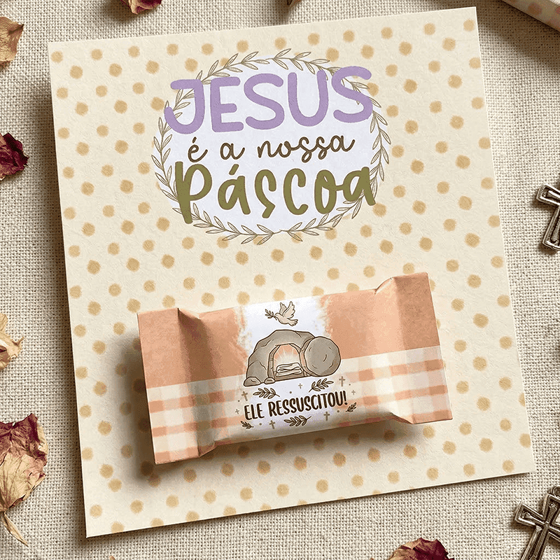 Kit Páscoa Cristã Balinha | 24 Embalagens + 12 Cartões | PNG e PDF para Imprimir - imagem 2