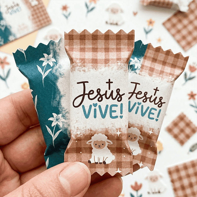 Kit Páscoa Cristã Balinha | 24 Embalagens + 12 Cartões | PNG e PDF para Imprimir - imagem 4
