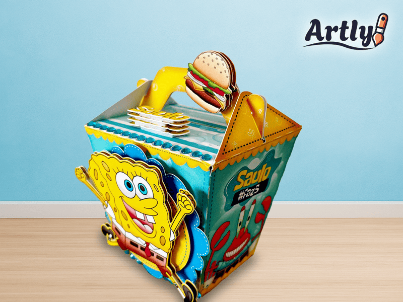 caixa sushi alça bob esponja